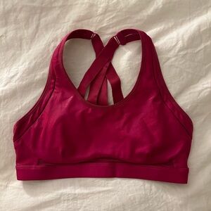 NWT Fabletics Belle Iridescent High-Impact Sports Bra, size Large, Hot Pink